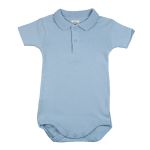 Petit Bateau. Kortærmet lyseblå body med polokrave