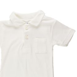 Petit Bateau. Kortærmet hvid body med polokrave, udsnit