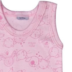 Petit Bateau. Rosa body uden ærmer - med print, udsnit